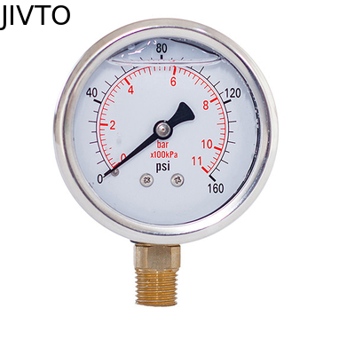 Fluid Vacuum 11 Bar 160 Psi Liquid Filled Pressure Gauges 304 SS