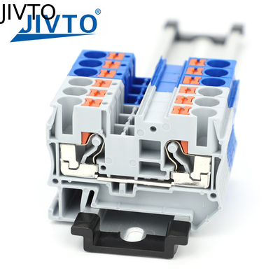 PT6 Đẩy vào Terminal Block Din Rail 6mm2 không có vít xuân cung cấp thông qua kết nối dây cáp cắm dây điện